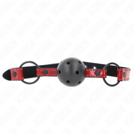 Glänzender Kunstlederball 4,5 cm Knebel 63,5 X 2 cm Verstellbar 41 X 59 cm von Kink Collar & Gag | Fesselliebe.de