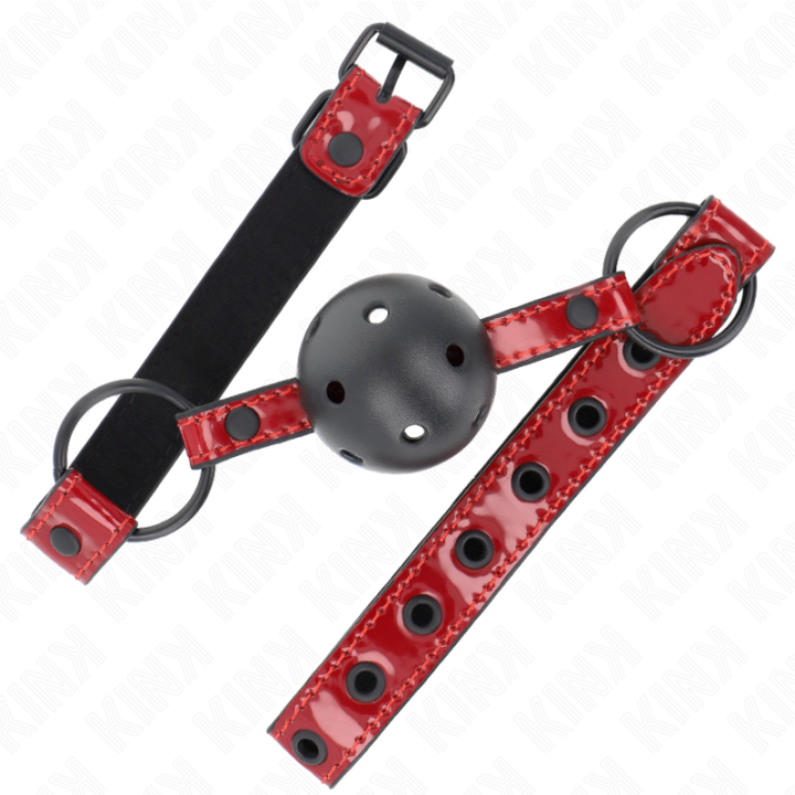 Glänzender Kunstlederball 4,5 cm Knebel 63,5 X 2 cm Verstellbar 41 X 59 cm von Kink Collar & Gag | Fesselliebe.de