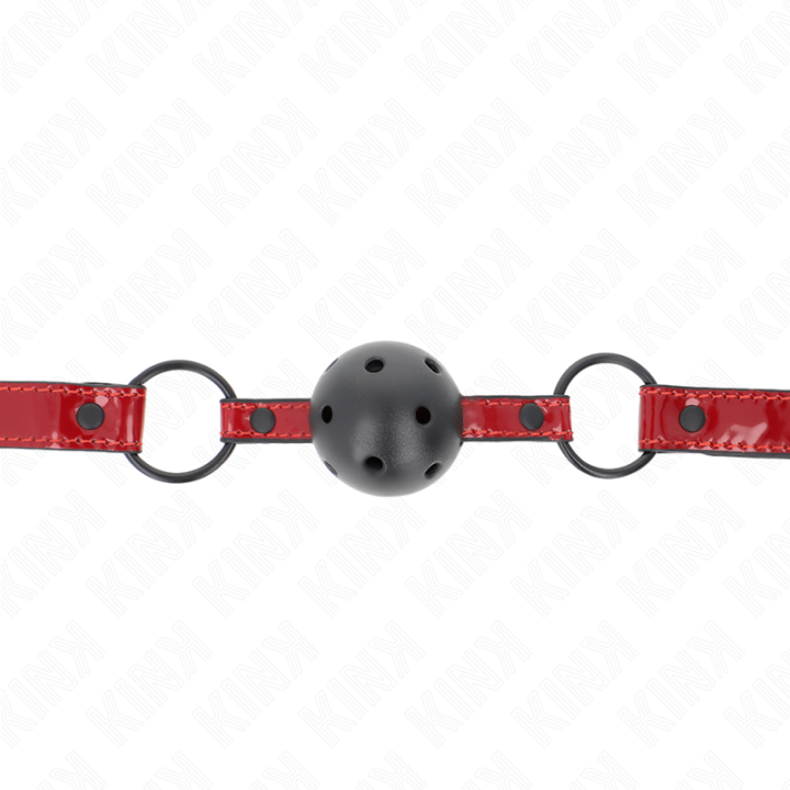 Glänzender Kunstlederball 4,5 cm Knebel 63,5 X 2 cm Verstellbar 41 X 59 cm von Kink Collar & Gag | Fesselliebe.de