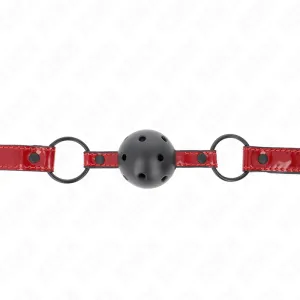 Glänzender Kunstlederball 4,5 cm Knebel 63,5 X 2 cm Verstellbar 41 X 59 cm von Kink Collar & Gag
