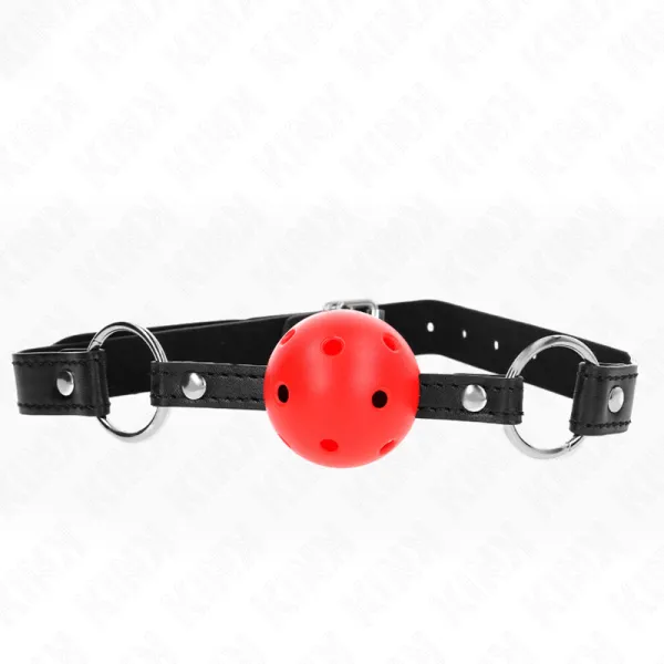 Hohl, Hart, Roter Ball, 4,5 cm, Gag, Modell 1, 63,5 X 2 cm von Kink Collar & Gag | Fesselliebe.de