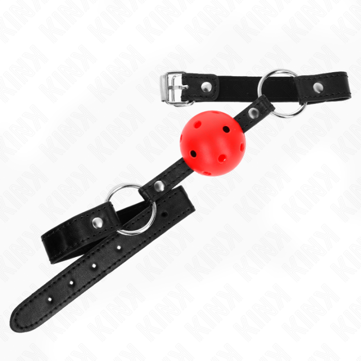 Hohl, Hart, Roter Ball, 4,5 cm, Gag, Modell 1, 63,5 X 2 cm von Kink Collar & Gag | Fesselliebe.de
