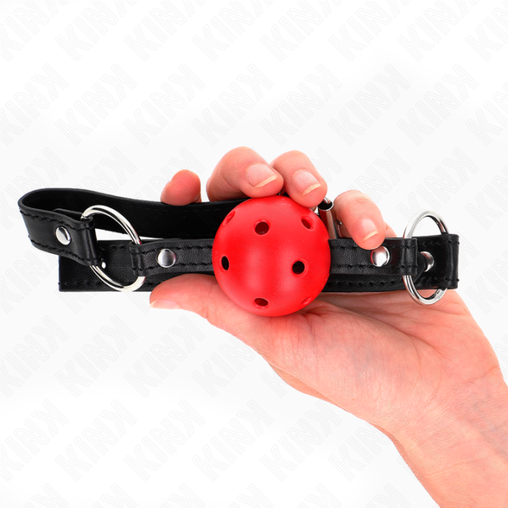 Hohl, Hart, Roter Ball, 4,5 cm, Gag, Modell 1, 63,5 X 2 cm von Kink Collar & Gag | Fesselliebe.de