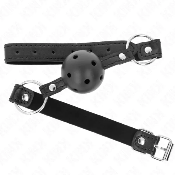 Hohlharter Schwarzer Ball 4,5 cm Gag Modell 1 63,5 X 2 cm von Kink Collar & Gag | Fesselliebe.de