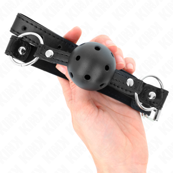 Hohlharter Schwarzer Ball 4,5 cm Gag Modell 1 63,5 X 2 cm von Kink Collar & Gag | Fesselliebe.de