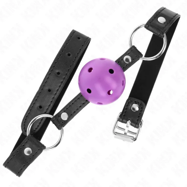 Hohl, Hart, Lila Kugel, 4,5 cm, Knebel, 63,5 X 2 cm von Kink Collar & Gag | Fesselliebe.de
