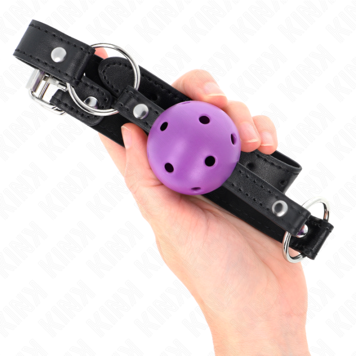 Hohl, Hart, Lila Kugel, 4,5 cm, Knebel, 63,5 X 2 cm von Kink Collar & Gag | Fesselliebe.de
