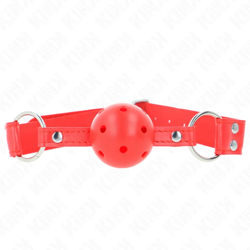 Kompletter Roter Hohlballknebel 62 X 2 cm von Kink Collar & Gag | Fesselliebe.de