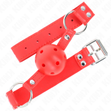 Kompletter Roter Hohlballknebel 62 X 2 cm von Kink Collar & Gag | Fesselliebe.de
