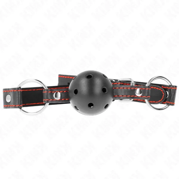 Hohlharter Schwarzer Ballknebel Modell 2 65 X 2,5 cm von Kink Collar & Gag | Fesselliebe.de