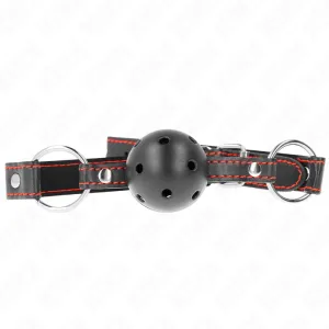 Hohlharter Schwarzer Ballknebel Modell 2 65 X 2,5 cm von Kink Collar & Gag | Fesselliebe.de