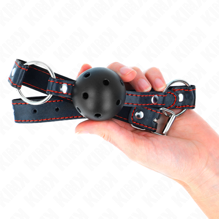 Hohlharter Schwarzer Ballknebel Modell 2 65 X 2,5 cm von Kink Collar & Gag | Fesselliebe.de