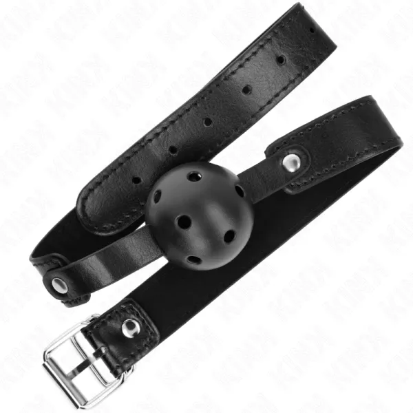 Schwarzer Atmungsaktiver Ball 4,5 cm Knebel 65 X 2,5 cm von Kink Collar & Gag | Fesselliebe.de