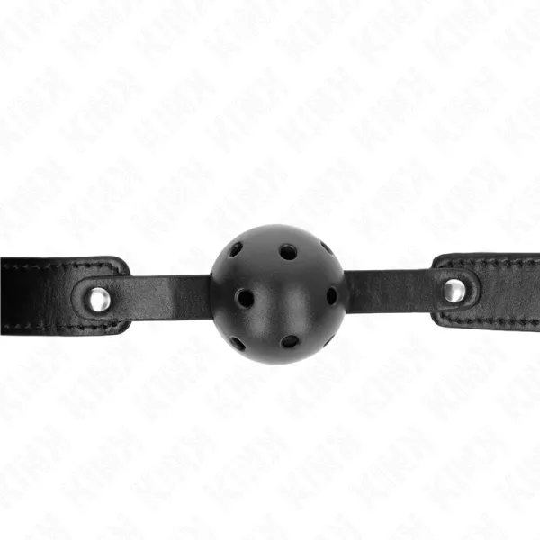 Schwarzer Atmungsaktiver Ball 4,5 cm Knebel 65 X 2,5 cm von Kink Collar & Gag | Fesselliebe.de