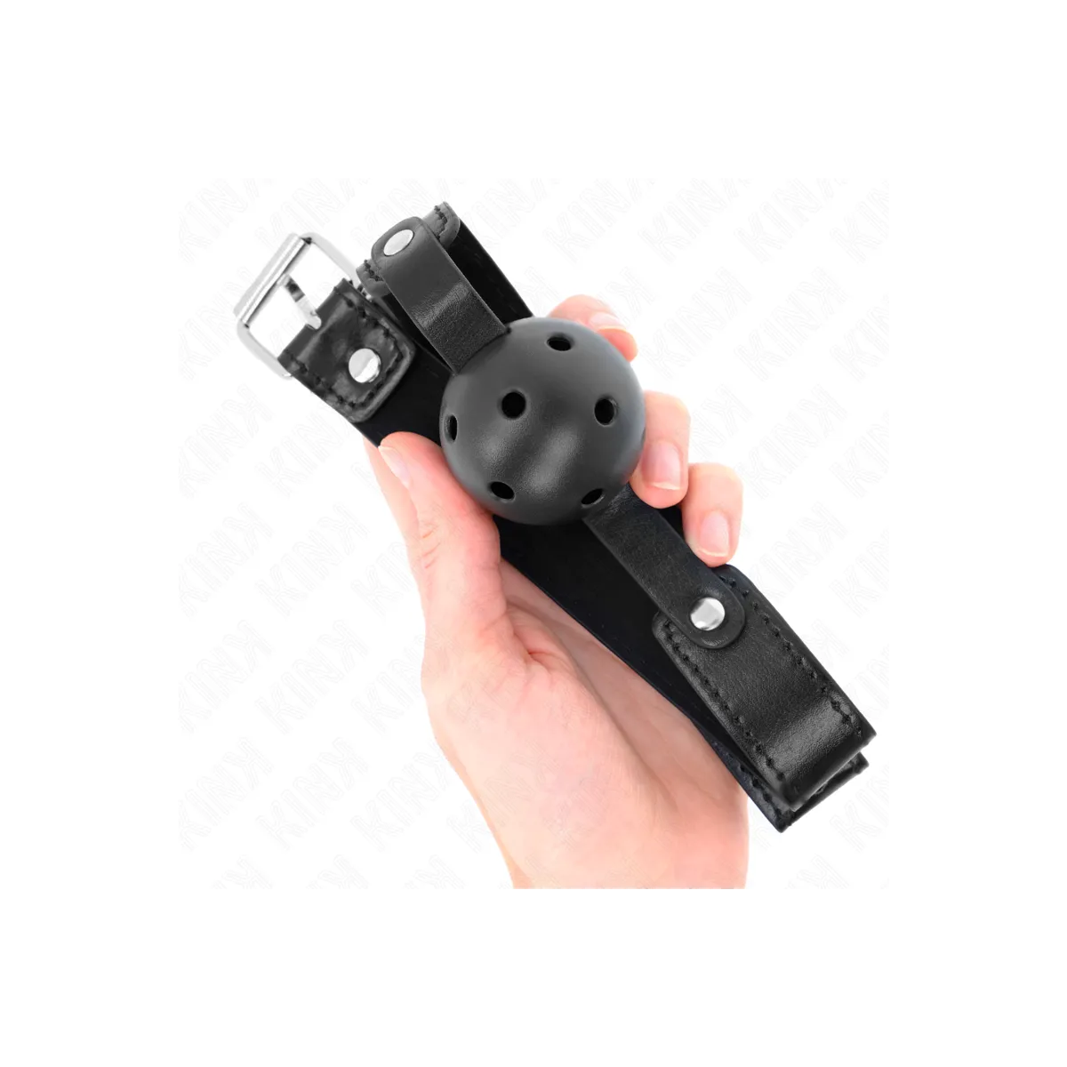 Schwarzer Atmungsaktiver Ball 4,5 cm Knebel 65 X 2,5 cm von Kink Collar & Gag | Fesselliebe.de