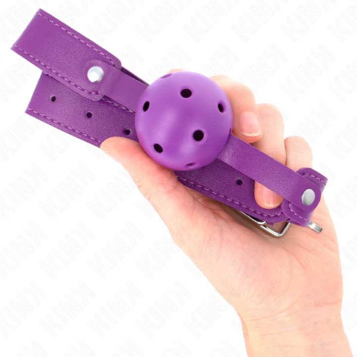 Lila Atmungsaktiver Ball 4,5 cm Mag 65 X 2,5 cm von Kink Collar & Gag | Fesselliebe.de