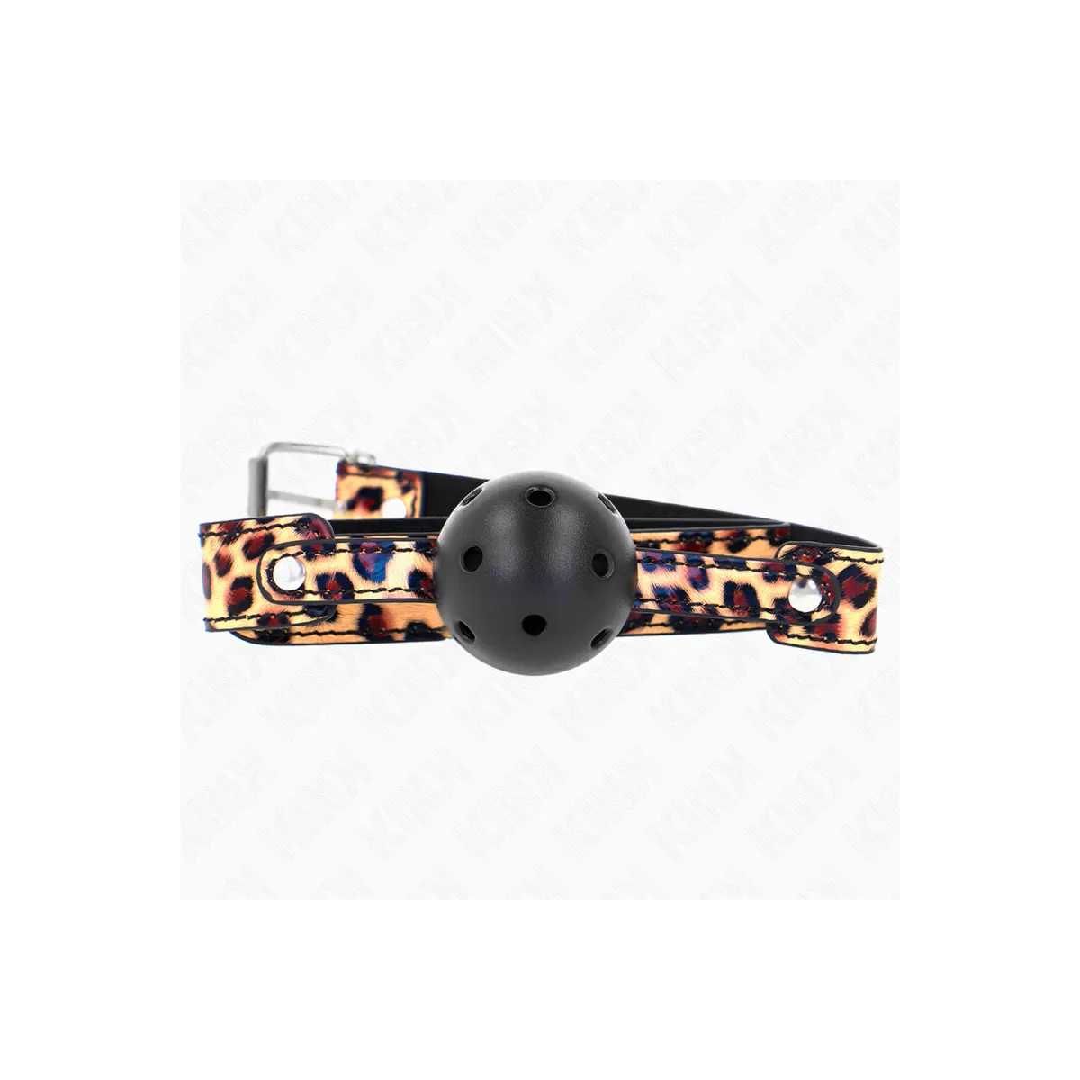 Leopard Atmungsaktiver Ball 4,5 cm Gag 65 X 2,5 cm von Kink Collar & Gag | Fesselliebe.de