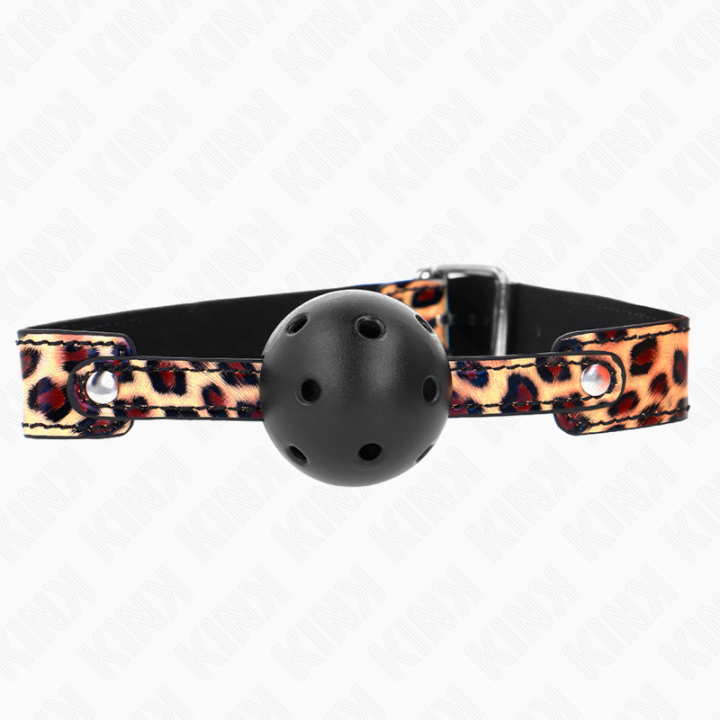 Leopard Atmungsaktiver Ball 4,5 cm Gag 65 X 2,5 cm von Kink Collar & Gag | Fesselliebe.de
