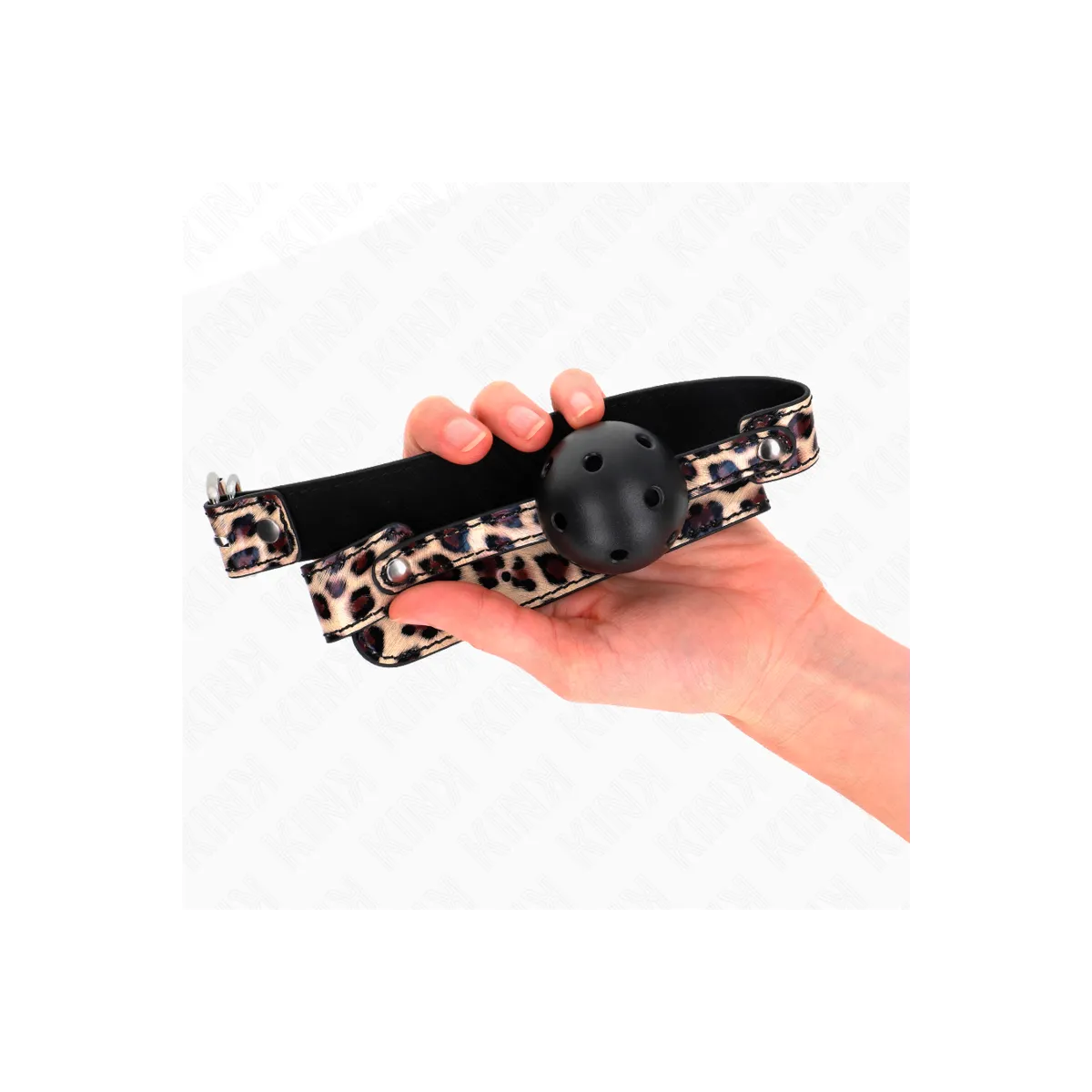 Leopard Atmungsaktiver Ball 4,5 cm Gag 65 X 2,5 cm von Kink Collar & Gag | Fesselliebe.de