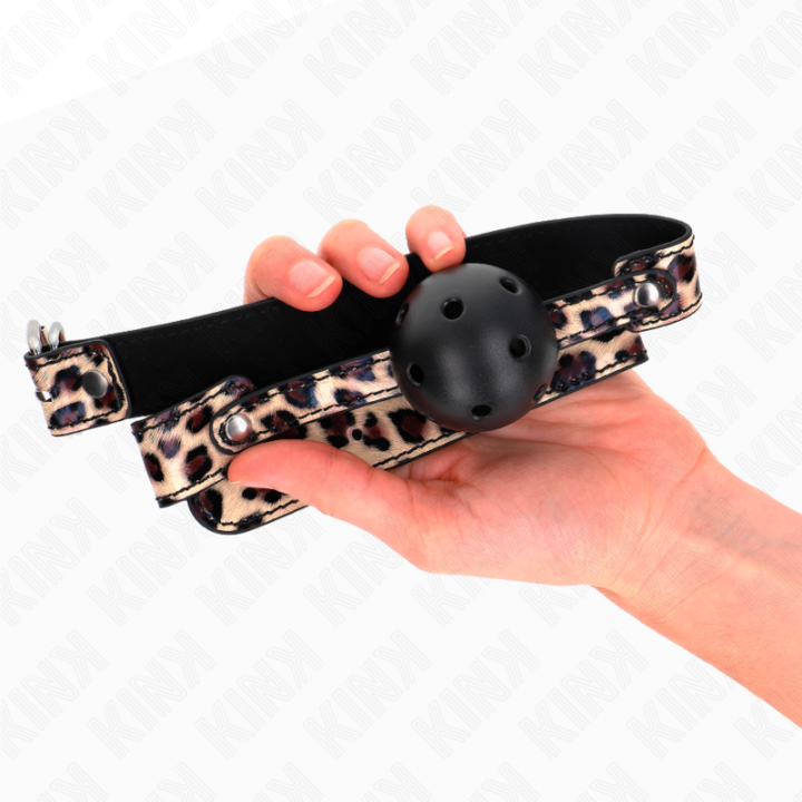 Leopard Atmungsaktiver Ball 4,5 cm Gag 65 X 2,5 cm von Kink Collar & Gag | Fesselliebe.de