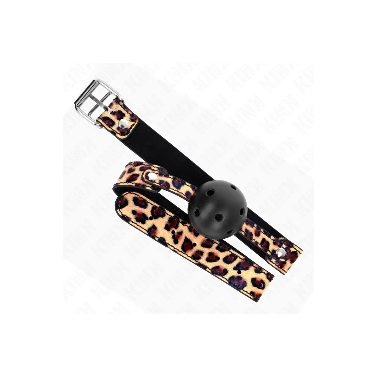 Leopard Atmungsaktiver Ball 4,5 cm Gag 65 X 2,5 cm von Kink Collar & Gag | Fesselliebe.de