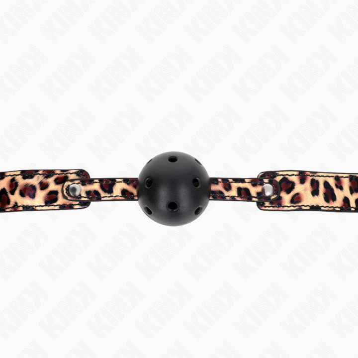 Leopard Atmungsaktiver Ball 4,5 cm Gag 65 X 2,5 cm von Kink Collar & Gag | Fesselliebe.de