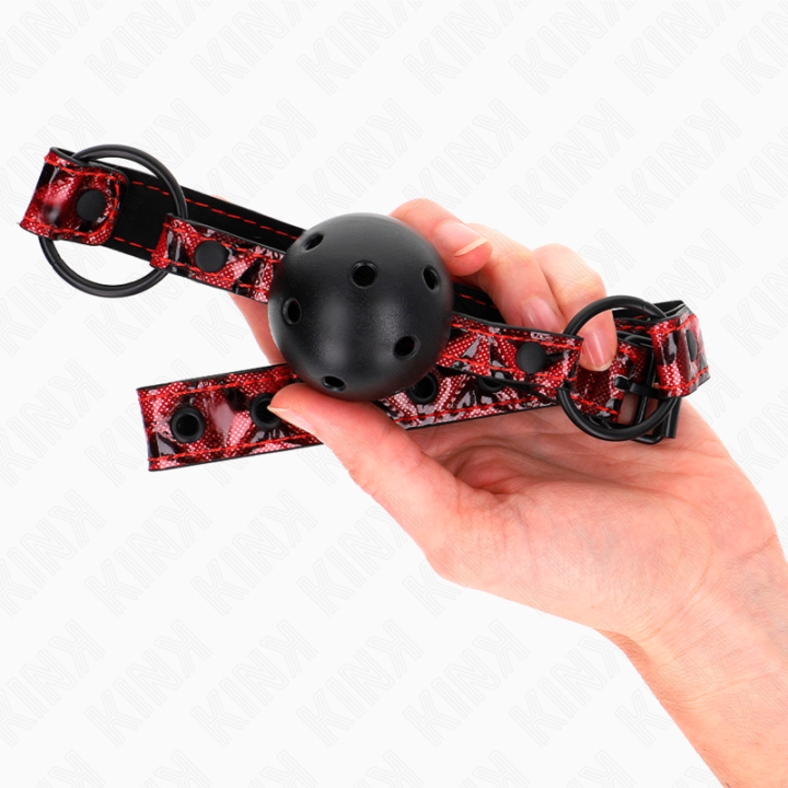 Rautenmuster-Ball 4,5 cm Gag Modell 2 64,5 cm Verstellbar 42-60 cm von Kink Collar & Gag | Fesselliebe.de