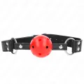 Atmungsaktiver Ball 4 cm Knebel mit Doppelniet Leder 62,5 X 2,5 cm Verstellbar 42-58 cm von Kink Collar & Gag