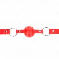 Atmungsaktiver Ball 4 cm Knebel mit Doppelniet Modell 1 Rot 62,5 X 2,5 cm Verstellbar 42-58 cm von Kink Collar & Gag