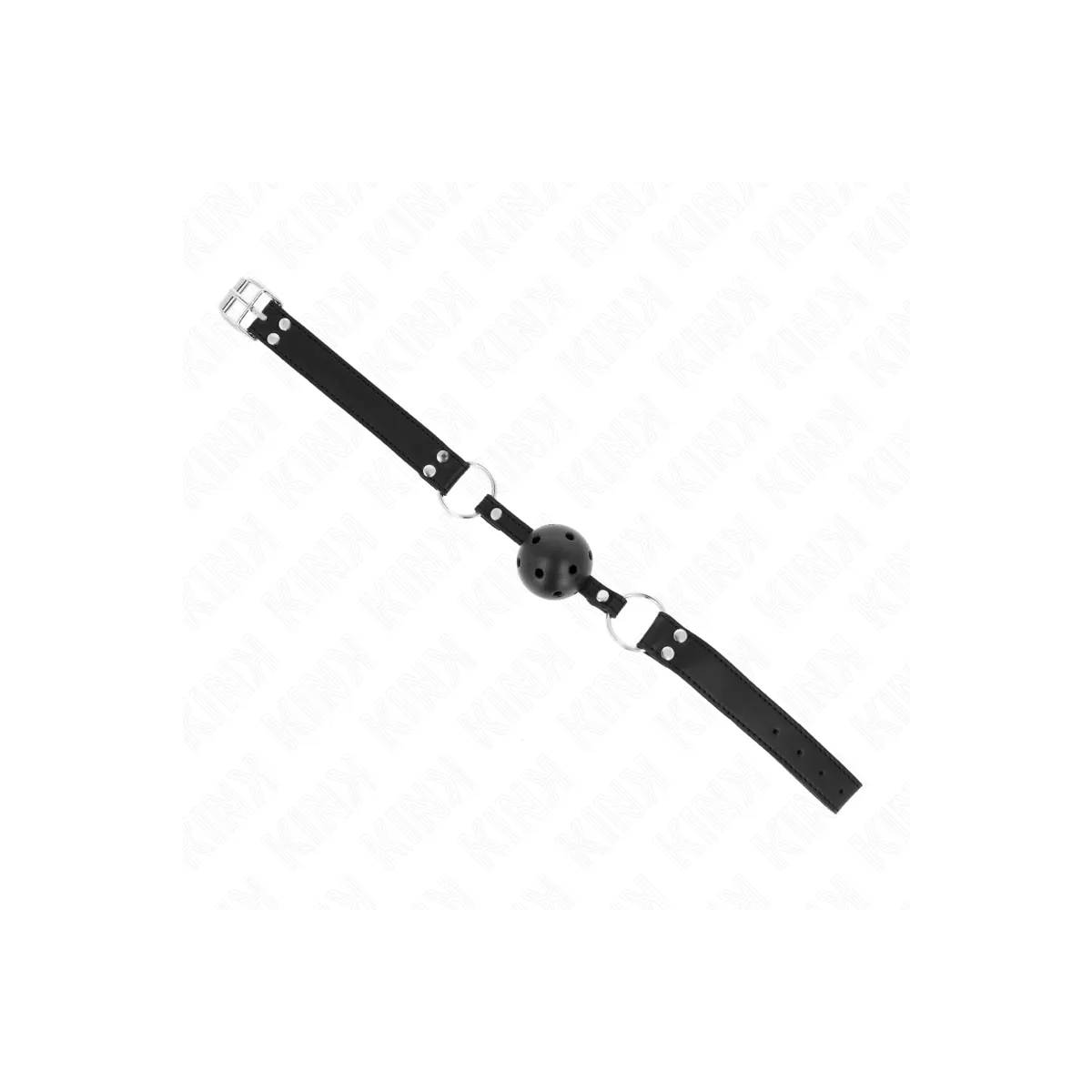 Atmungsaktiver Ball 4 cm Knebel mit Doppelniet Modell 1 Schwarz 62,5 X 2,5 cm 42-58 cm von Kink Collar & Gag | Fesselliebe.de