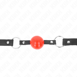 Ball 4 cm Knebel mit Schloss Roter Ball Schwarzer Gurt 60 X 2 cm von Kink Collar & Gag | Fesselliebe.de
