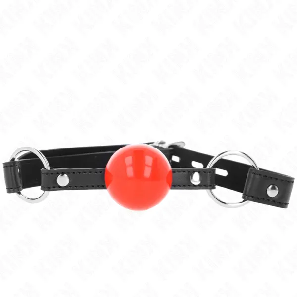Ball 4 cm Knebel mit Schloss Roter Ball Schwarzer Gurt 60 X 2 cm von Kink Collar & Gag | Fesselliebe.de