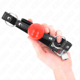 Ball 4 cm Knebel mit Schloss Roter Ball Schwarzer Gurt 60 X 2 cm von Kink Collar & Gag | Fesselliebe.de