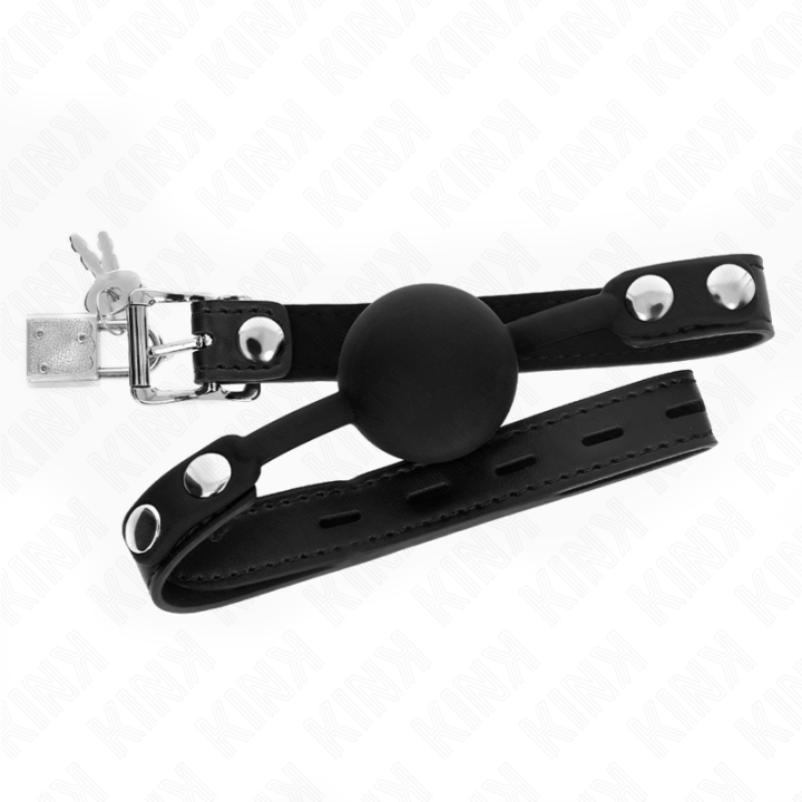 Modell 1 Silikonball 4 cm Knebel mit Schloss 60 X 2 cm von Kink Collar & Gag | Fesselliebe.de