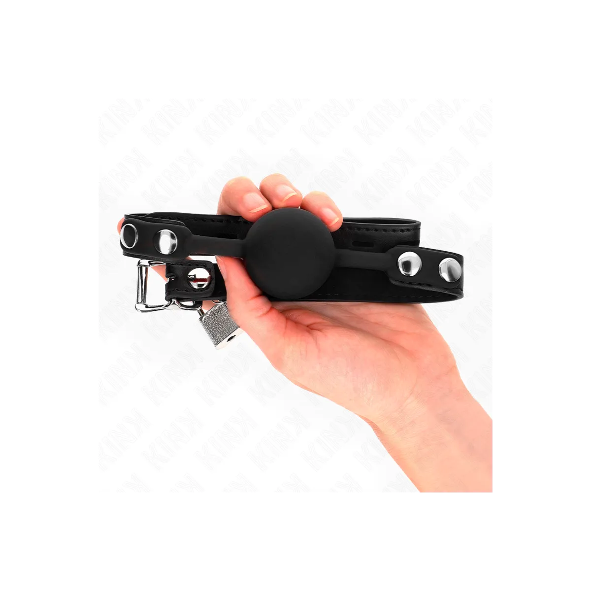 Modell 1 Silikonball 4 cm Knebel mit Schloss 60 X 2 cm von Kink Collar & Gag | Fesselliebe.de