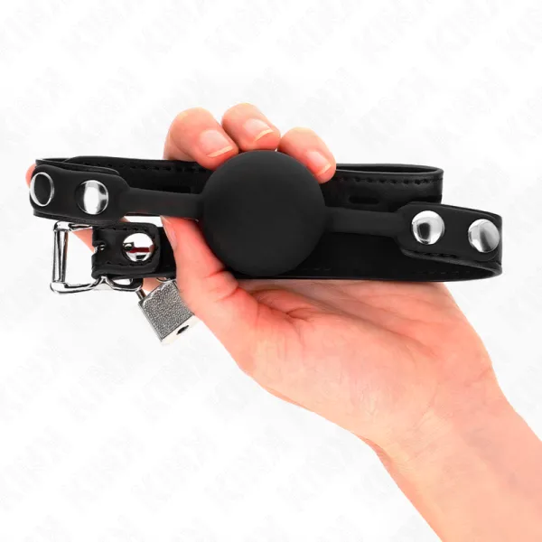 Modell 1 Silikonball 4 cm Knebel mit Schloss 60 X 2 cm von Kink Collar & Gag | Fesselliebe.de