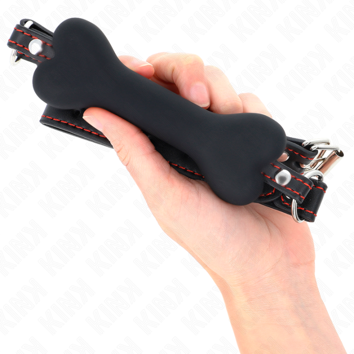 Schwarzer Knochen 12 cm Gag 63 X 2 cm von Kink Collar & Gag | Fesselliebe.de
