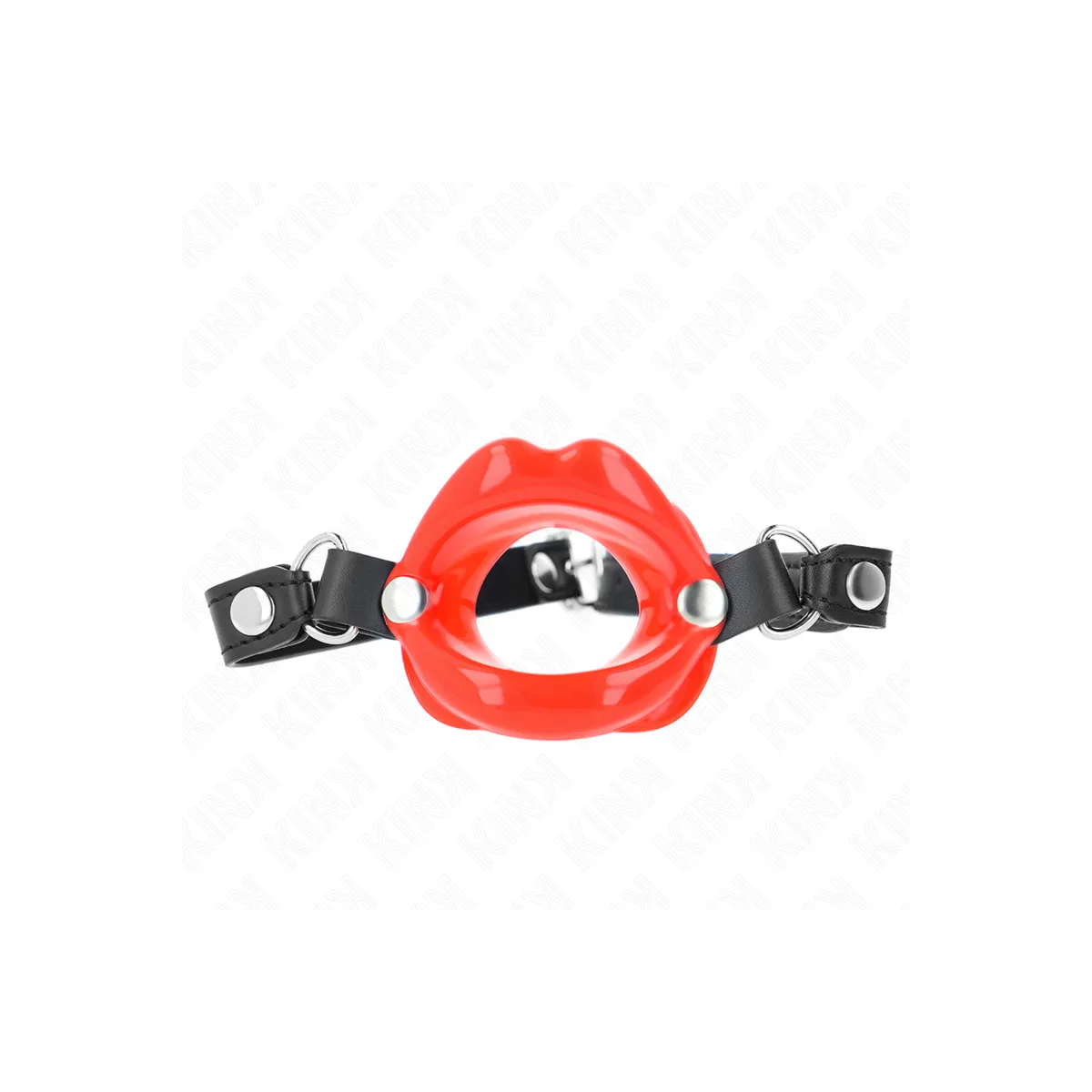 Lip 8 cm Knebel mit Rotem Kunstlederband 63 X 2 cm Verstellbar 39-58 cm von Kink Collar & Gag | Fesselliebe.de