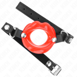 Lip 8 cm Knebel mit Rotem Kunstlederband 63 X 2 cm Verstellbar 39-58 cm von Kink Collar & Gag | Fesselliebe.de