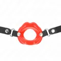 Lip 8 cm Knebel mit Rotem Kunstlederband 63 X 2 cm Verstellbar 39-58 cm von Kink Collar & Gag