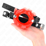 Lip 8 cm Knebel mit Rotem Kunstlederband 63 X 2 cm Verstellbar 39-58 cm von Kink Collar & Gag | Fesselliebe.de
