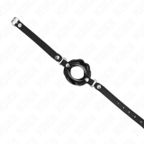 Lip 8 cm Knebel mit Schwarzem Kunstlederband 63 X 2 cm Verstellbar 39-58 cm von Kink Collar & Gag | Fesselliebe.de