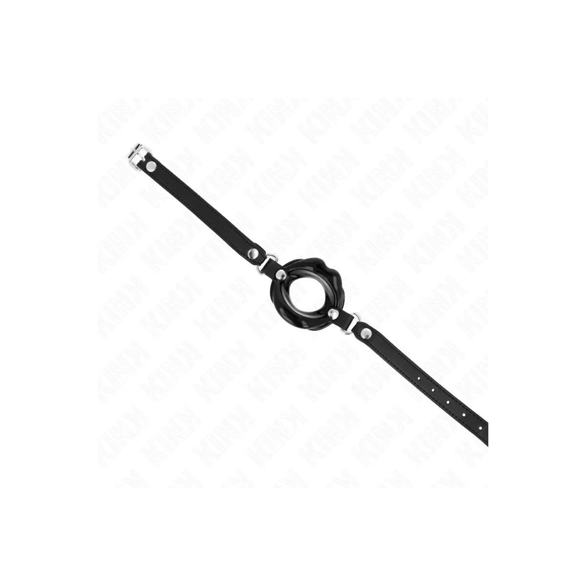 Lip 8 cm Knebel mit Schwarzem Kunstlederband 63 X 2 cm Verstellbar 39-58 cm von Kink Collar & Gag | Fesselliebe.de
