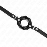 Lip 8 cm Knebel mit Schwarzem Kunstlederband 63 X 2 cm Verstellbar 39-58 cm von Kink Collar & Gag | Fesselliebe.de
