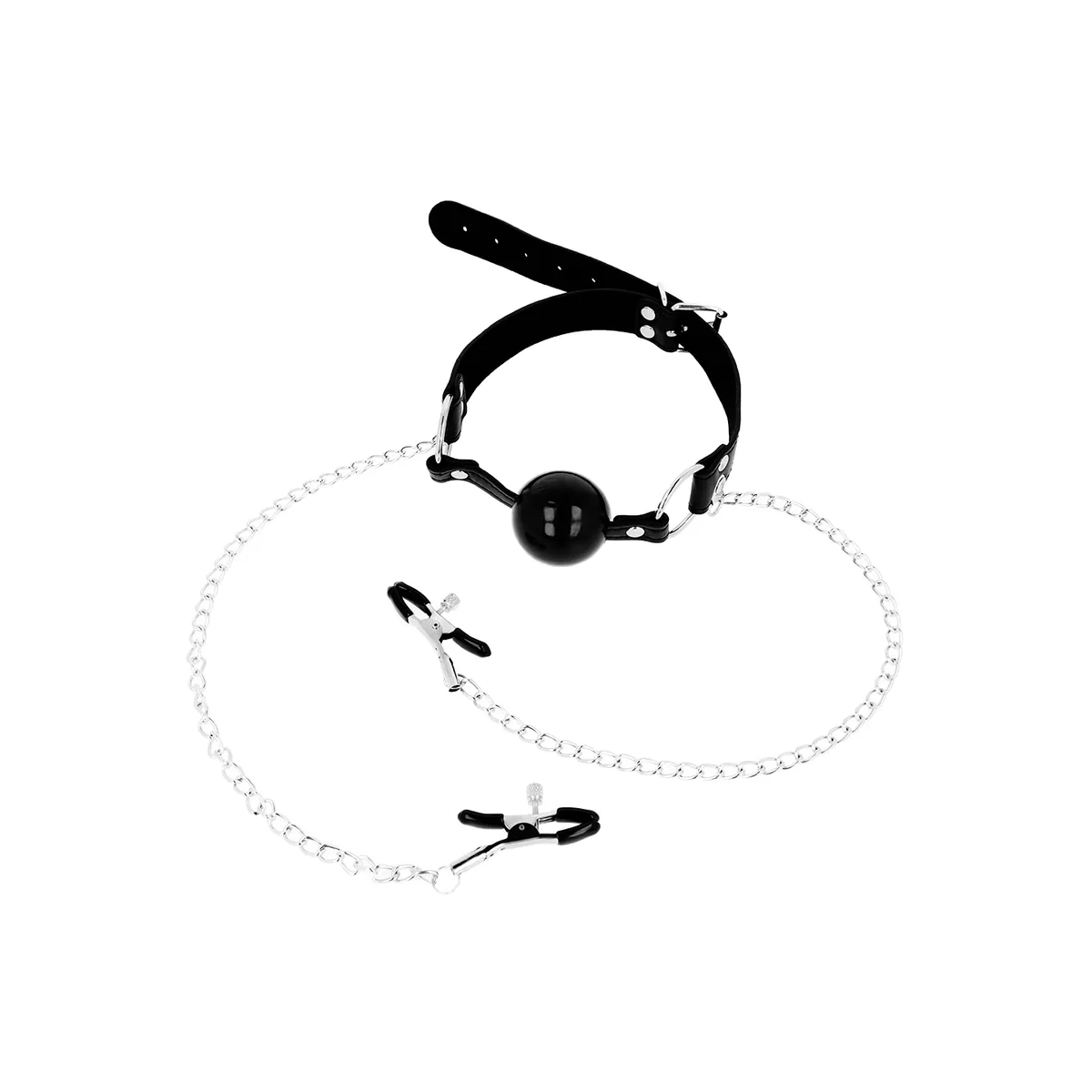 Black Ball Gag With Nipple Clamps von Ohmama Fetish | Fesselliebe.de