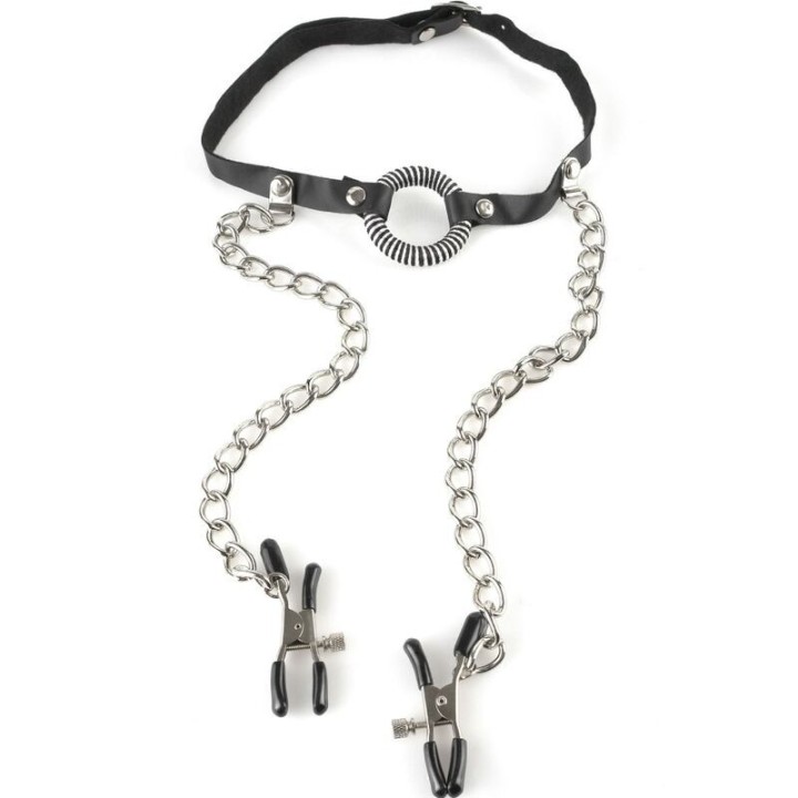 Gag mit Nippelklemmen von Fetish Fantasy Series | Fesselliebe.de