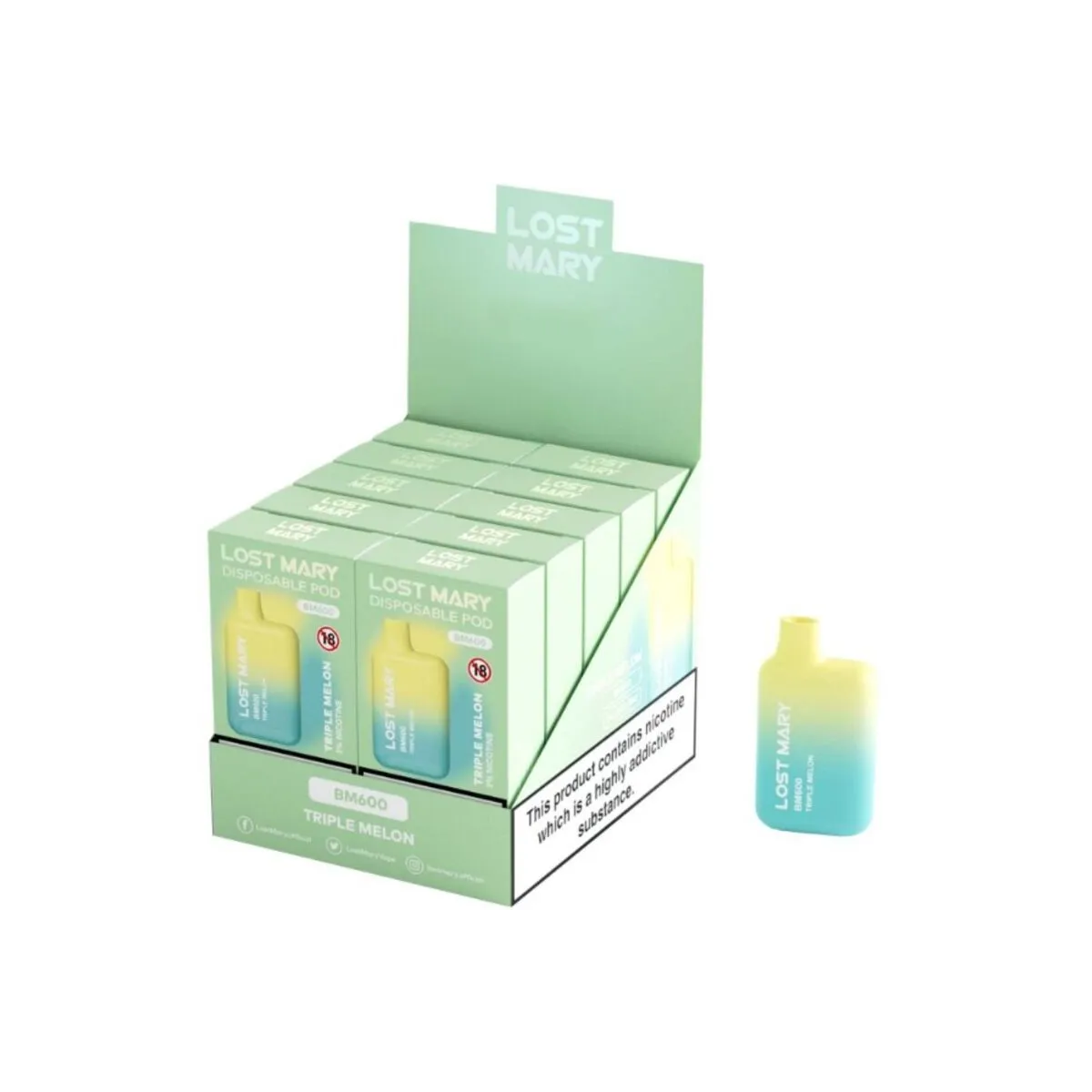 Bm600 Nicotine Vaper 2% Einweg Triple Melon von Lost Mary | Fesselliebe.de