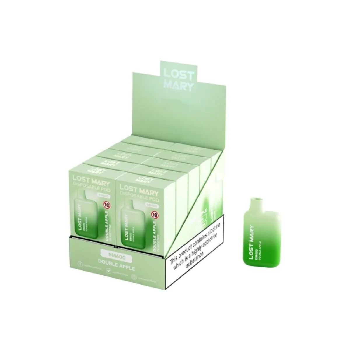 Bm600 Nicotine Vaper 2% Einweg Doppelter Apfel von Lost Mary | Fesselliebe.de