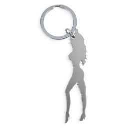 Schlüsselanhänger mit weiblicher Silhouette In Silberfarbe mit Bieröffner von Diablo Picante | Fesselliebe.de