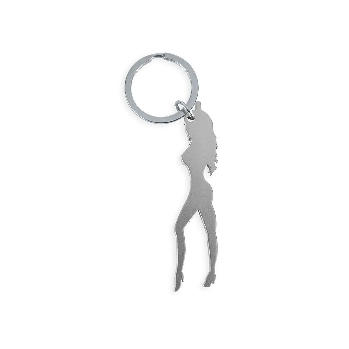 Schlüsselanhänger mit weiblicher Silhouette In Silberfarbe mit Bieröffner von Diablo Picante | Fesselliebe.de